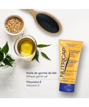 NUTRISANTE Nutricap Fortifying Shampoo All Hair Type - Softness Shine Flexibility - All Natural - Nourishing Wheat Germ Oil Vitamin E - Paraben Free - Sulfate Free - 200ml - 2 Months Solo - Buy Online on GoSupps.com