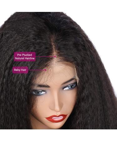 Veravicky 24 Kinky Straight Lace Front Human Hair Wig for Black Women - 150% Density Pre-Plucked with Baby Hair, 13x4 Yaki Straight Frontal, Virgin Hair Glueless Wig - Buy Online on GoSupps.com