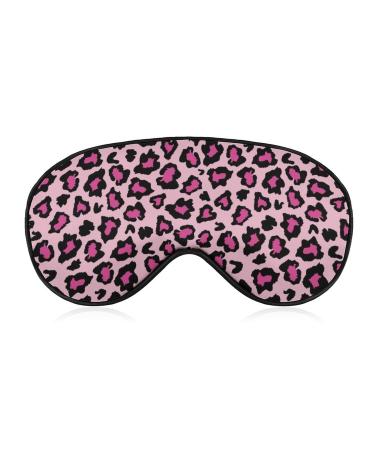 Pink and Black Leopard Skin Sleep Mask for Women Adjustable Sleeping Eye Shades Cover with Elastic Strap