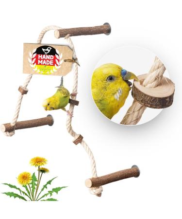 Exciting seat rope orClimbing rope with 3 delicious sliding natural wood Seat rods for budgie nymphicids & Co. for bird cage