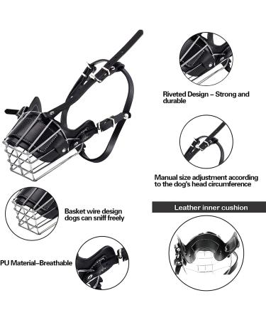 Breathable Metal Dog Muzzle for Medium & Large Dogs | Adjustable Leather Leash Included - Buy Online on GoSupps.com