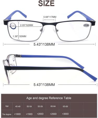 MODFANS 3 Pack Reading Glasses for Men & Women | Blue Light Filter | Stylish Metal Frame Rectangle Design | Stainless Steel | Red Blue Brown +1.25 - Buy Online on GoSupps.com