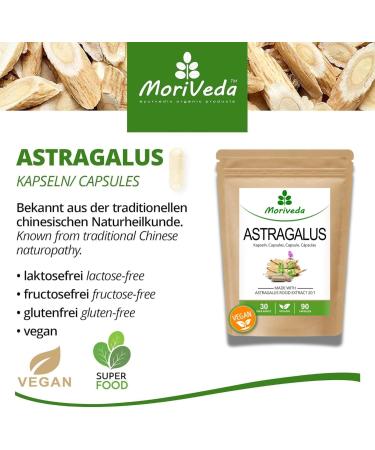 Astragalus in Capsule-1600mg of Root Powder with 112mg of Polysaccharides-Monthly Package-Immune System Anti-Aging Cardiovascular System-Vegan and Gluten Free-by MoriVeda 3x90 Pieces - Buy Online on GoSupps.com