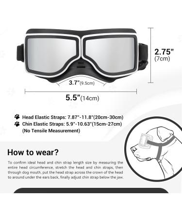 NAMSAN Dog Goggles - UV Protection Windproof & Dustproof Adjustable Strap for Medium to Large Dogs - Silver - Buy Online on GoSupps.com