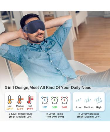 Heated Massage Eye Mask with 3 Vibration Modes | USB Heating, 3D Contoured Sleep Mask for Dry Eyes | Men Women | Timer & Hot Compress for MGD Relief - Buy Online on GoSupps.com