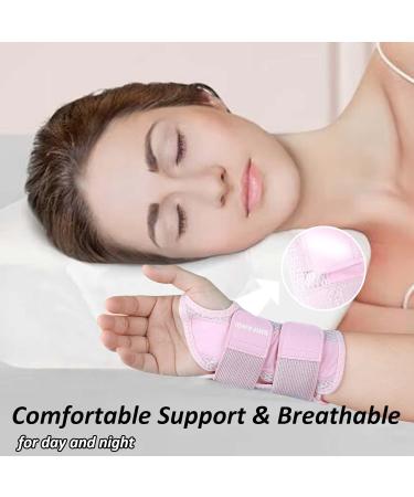 Compression Wrist Brace for Men & Women - Adjustable Night Support for Wrist Pain Carpal Tunnel Arthritis & Tendonitis - Small/Medium Pink Right Hand - Buy Online on GoSupps.com