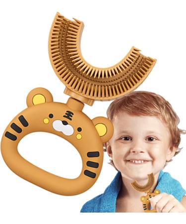 U-Shaped Children's Toothbrush | Child-Friendly Soft Silicone Brush Head | Manual Toothbrush for Gentle Mouth Cleaning - Extra Yellow (1 Pack) - Buy Online on GoSupps.com