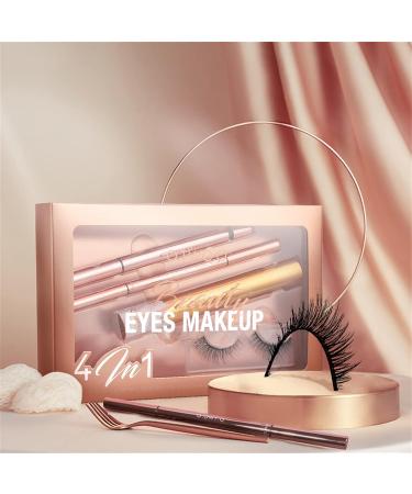 Complete Eye Make-Up Set Gift for Women & Girls - 4 Piece Eyeliner Mascara Eyebrow Pencil & False Eyelashes - Buy Online on GoSupps.com