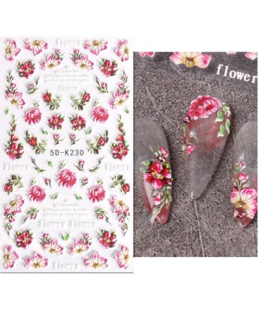 5D Embossed Flower Nail Art Stickers - Spring/Summer Butterfly Daisy Design for Women and Girls - Buy Online on GoSupps.com