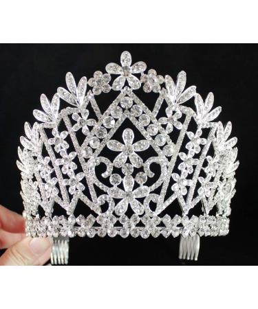 Daisy Clear Austrian Crystal Rhinestone Tiara Crown - Silver | Perfect for Bridal, Prom, Pageant - T1861 - Buy Online on GoSupps.com