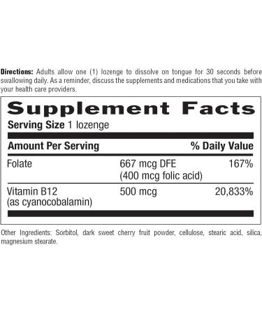 Country Life Vitamin B-12 500 mcg with Folic Acid Sublingual Lozenges - 100 Count - Buy Online on GoSupps.com
