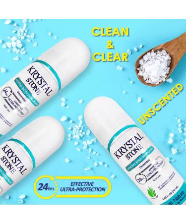 Natural Mineral Salts Deodorant Roll-On (3-Pack) | Fragrance-Free Vegan & Sensitive Skin-Friendly | Clear & Clean Beauty Formula - Buy Online on GoSupps.com