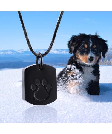 Personalized Memorial Jewelry - Custom Dog Ash Necklace with Photo & Text - Elegant Pet Urn Necklace - Black Chain - Buy Online on GoSupps.com