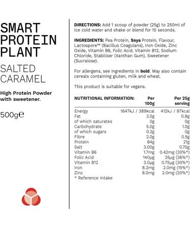 PhD Smart Plant High Protein Vegan Shake - Salted Caramel Flavor 500g | Ideal for Shakes, Baking, and Desserts - Pack of 1 - Buy Online on GoSupps.com