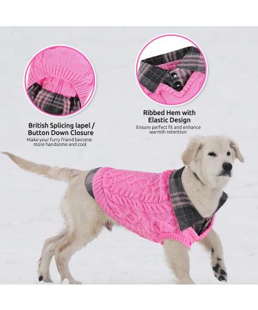 Cit toile Warm Dog Sweater - Turtleneck Knitted Coat for Small & Medium Pets | Stylish Autumn Winter Puppy Clothing in Large Pink - Buy Online on GoSupps.com