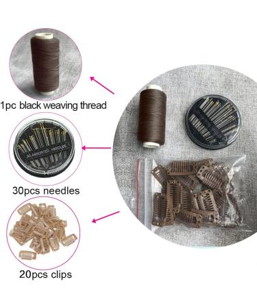 20pcs Hair Extension Clips DIY Wig Combs of 9-Teeth 32mm 1.2g/Pc Metal Snap Hair Clips 1pc Weaving Thread 1set/30pcs Needle Brown - Buy Online on GoSupps.com