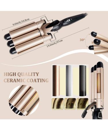 Buy 3 Barrel Curling Iron Wand - Dual Voltage 25mm Adjustable Temperature Ceramic Tourmaline Hair Crimper & Waving Tool - Buy Online on GoSupps.com