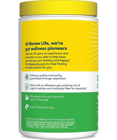 Renew Life Organic Prebiotic Fiber - Daily Digestive Support 8.5 oz (240g) - Buy Online on GoSupps.com