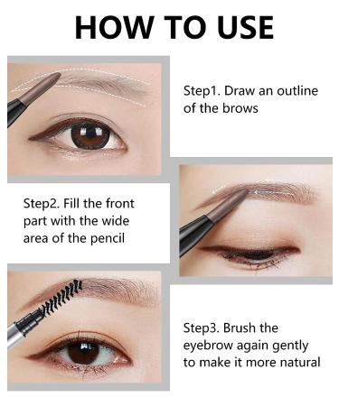 Professional Micro 1.5mm Tip Eyebrow Pencil with Spoolie Brush - 4Pcs Dual-Ended Kit for Longwearing Waterproof Black Eyebrow Makeup - Buy Online on GoSupps.com