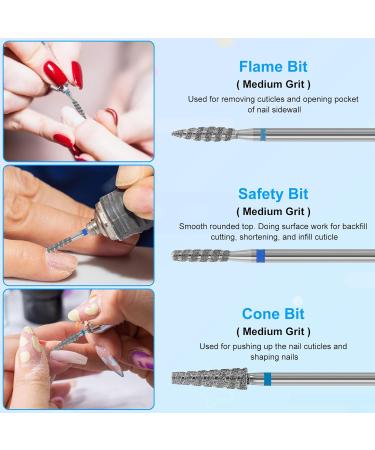 Anrui Nail Miller Attachments - 3 Diamond Hard Metal Bits 3/32 | Nail Preparation & Dead Skin Removal Tools - Buy Online on GoSupps.com