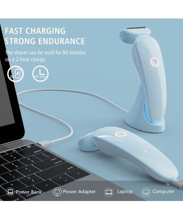 RenFox Electric Razor for Women with LED Light - Rechargeable 3-Blade Body Hair Removal for Legs, Underarms & Bikini Area - Wet/Dry Use - Blue - Buy Online on GoSupps.com