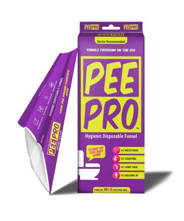 Pee Pro - Disposable Sanitary Urination Funnel | Female Freedom to Stand & Pee On The Go | 10 Count Value Pack + 2 Free Units | for Public Places, Travel, Camps, Hiking, Parties & Outdoor Activities 12 Count (Pack Of 1)