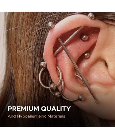 BodyJ4You 20PC PRO Body Piercing Kit | Surgical Steel 14G 16G | Nose Septum Ear Cartilage Lip Belly Navel Tragus Eyebrow | Needles Gloves Clamps Included - Buy Online on GoSupps.com