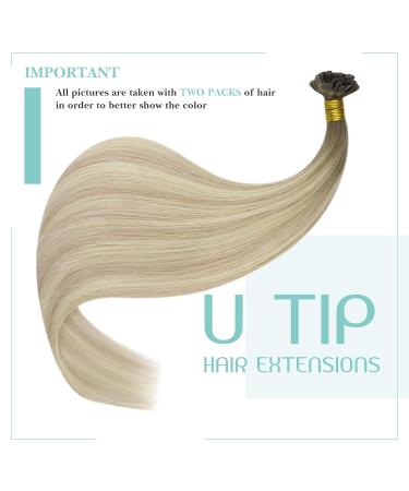 Youngsee Real Hair Extensions - Ombre Bonding Extensions 35cm Remy Hair Dark Ash Blonde to Platinum Blonde Keratin Fusion U-Tip 50g #18/60A/60 - Buy Online on GoSupps.com