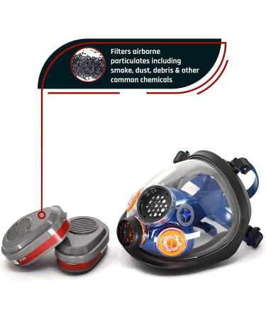 Parcil Distribution PD-101 Full Face Organic Vapor Respirator | ASTM Tested | Double Activated Charcoal Filter | Industrial Grade Quality | Manufacturer Warranty - Buy Online on GoSupps.com