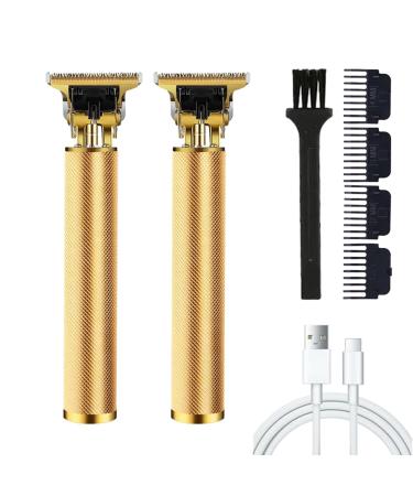 Yamloveme Trimmer - Electric Cordless Hair Edgers Clipper T Blade Liners Grooming Hair Cutting Kit with 4 Guide Combs USB-C Fast Charging Waterproof Wet Dry Zero Gap Beard Trimmer (2C)