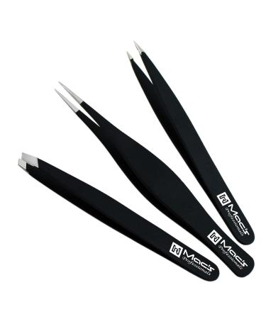 MACS Tweezers Set for Precision Eyebrow and Facial Hair Removal - Stainless Steel (3 PCs Black) - Buy Online on GoSupps.com