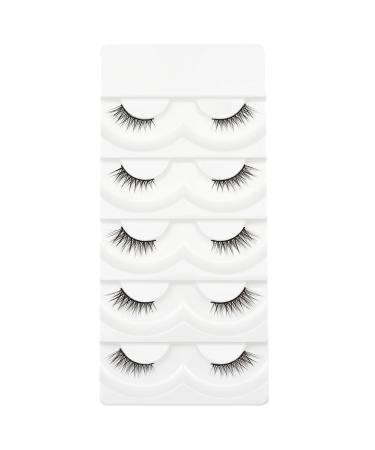 Vivis Half False Eyelashes Corner 3D Mink Lashes Natural Fake Eye Fluffy Cute Reusable Makeup Extension 5 Pairs - B26