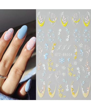 JMEOWIO 6 Sheets Daisy Flower Nail Art Stickers Decals Self-Adhesive Spring Summer Floral Nail Supplies Nail Art Design Decoration Accessories - Buy Online on GoSupps.com
