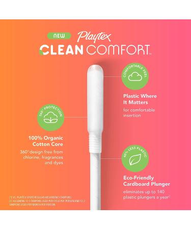 Playtex Clean Comfort Organic Cotton Tampons Multipack - 28ct | Fragrance-Free, 14ct Regular & 14ct Super Absorbency - Buy Online on GoSupps.com