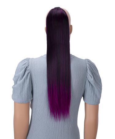 Caisha 60cm braid with 2 ligaments ponytail extensions hair extension hair part smooth black purple mix hcb4 black purple mix #1t3700 HCB4