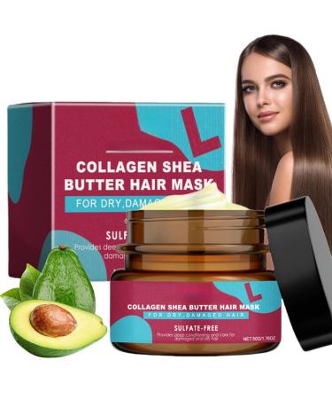 WDXIA Shea Butter Collagen Hair Mask, Nourishing Collagen Hair Mask, Deep Conditioning Repairing Hair Mask, for Dry, Damaged, Frizzy Hair