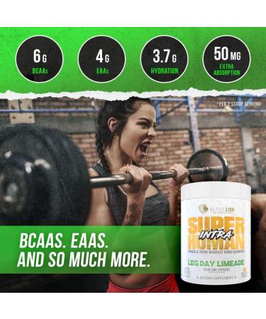ALPHA LION Superhuman Intra Workout Powder for Men & Women Amino Acids Drink Muscle Recovery Supplement BCAA Powder Electrolytes & Hydration Mix (42 Servings Lime Flavor) Legday Limeade - Buy Online on GoSupps.com