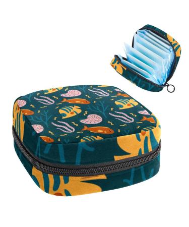 Women's bonds storage pockets Stillpad holder cute corals fish sea pattern portable period kit pocket feminine product bag for women girls color2