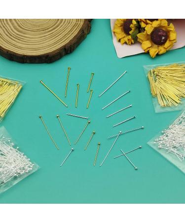 2000Pcs Assorted Head Pins Set for Jewelry Making - DIY Craft Kit with Ball, Flat, and Eye Pins in Silver and Gold - Buy Online on GoSupps.com