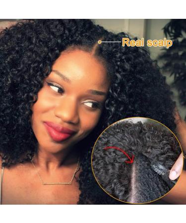 UNICE Glueless Kinky Curly V Part Human Hair Wig 18 No Leave Out - Natural Black Color - 150% Density - Buy Online on GoSupps.com