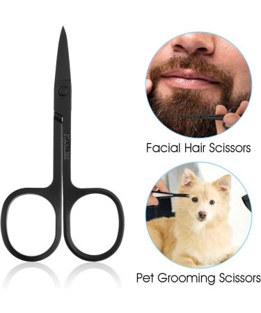 Eyebrow Scissors Small Scissors Nose Hair Scissors for Men Women 2-Pack Black Nose Hair Scissors Stainless Steel Mustache Scissors Pointed Round Nose Hair Clippers for Trimming Facial Hair - Buy Online on GoSupps.com