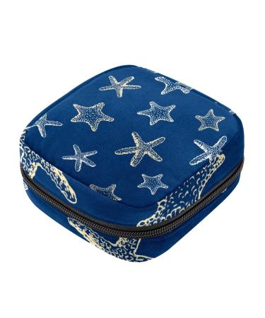 Starfish Print Pattern Sanitary Napkin Storage Bag Menstrual Pad Bag Portable Menstrual Period Sanitary Pouch Zipper Tampons Collect Bags for Teen Girls Women Ladies Color 4
