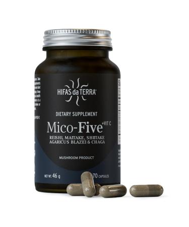 HIFAS DA TERRA Mico-Five - Mushroom Complex Mushroom Supplement with Organic Reishi Shiitake & Chaga Herbal Nootropic & Immune Support Adaptogen for Women & Men - 70 Vegan Capsules