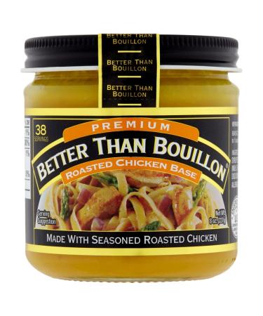 Better Than Bouillon Premium Roasted Chicken Base, Made with Seasoned Roasted Chicken, 38 Servings, Blendable Base for Added Flavor, 8-Ounce Jar (Pack of 1)