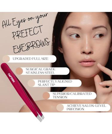 Wide Grip Slant Tweezers - German Stainless Steel - Hand-Filed Slanted Tips for Ultra-Precision - Tweezers for Eyebrows and Nose/Ear/Facial Hair - Professional Grade (Mehroon) - Buy Online on GoSupps.com