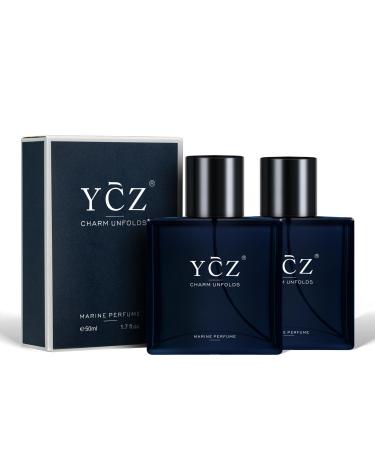 Ycz Charm Unfolds Marine Perfume for Men 1.7 oz. Long Lasting Eau De Parfum Cologne For Men Oriental Woody Fragrance - Ideal Special Occasions Making it the Ideal gentlemen s Gift (2-Pack).
