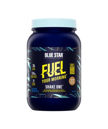 Blue Star Nutraceuticals SHAKE ONE - Grass Fed Whey Protein Isolate Coffee Fusion Natural Caffeine Fibre MCT Oil | Fuel Your Morning - 30g protein per serving - 21 Servings (Cappuccino)