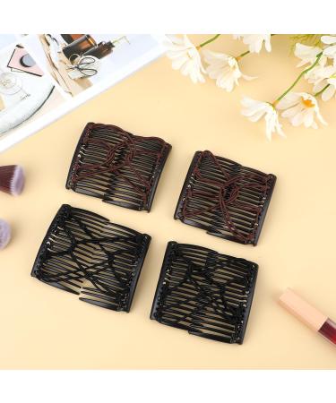 JYTDBCS 4 Pieces Hair Combs for Women Accessories Elastic Hair Clip Combs Bandette Comb with Elastic Band Double Comb Hair Clip Hair Styling Tool for Women Thick Curly Thin Hair (Black Brown) - Buy Online on GoSupps.com