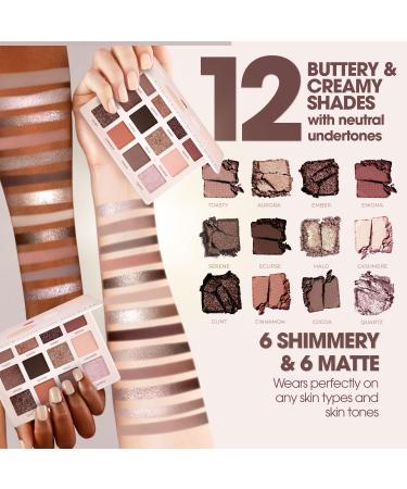 Lamora Nude Eyeshadow Palette - 12 Neutral Pigmented Matte & Shimmer Makeup Shades - Travel Size Eye Shadow With Mirror Nude Neutral Natural - Buy Online on GoSupps.com