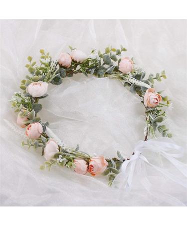 Floral Fall Artificial Baby Breath Flower Halo Wedding Crown Lilac Bridal Headpiece Greenery Crown HC-24 in F-champagne - Buy Online on GoSupps.com